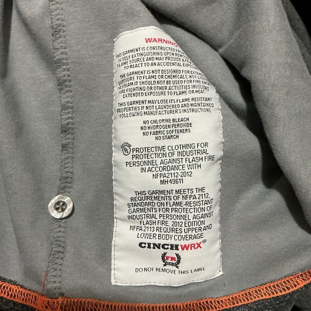 Cinch WRX FR S Men's Shirt HRC-2/2112 Gray New - Picture 6 of 8
